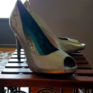 Size 9 Silver "Ed Hardy" heels